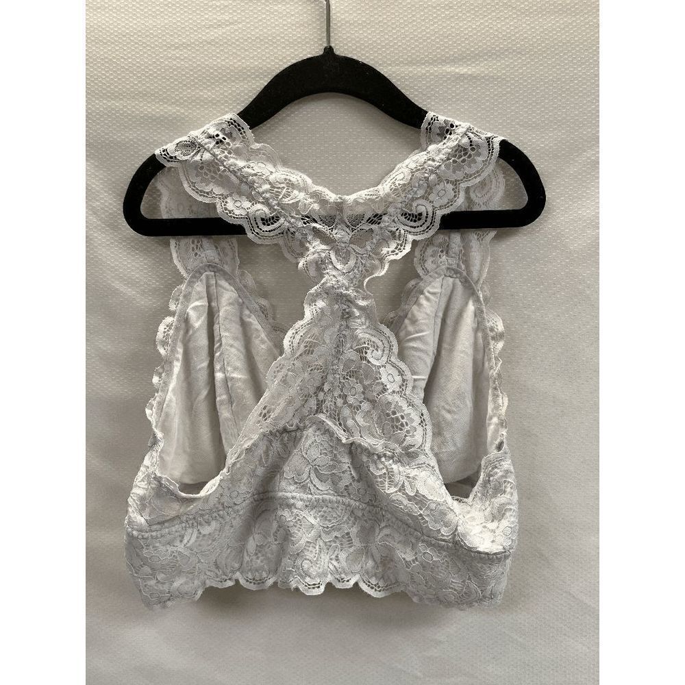Serra Womens Seamless Wirefree Wide Strap Lace Bralette White Size Large - Picture 2 of 3